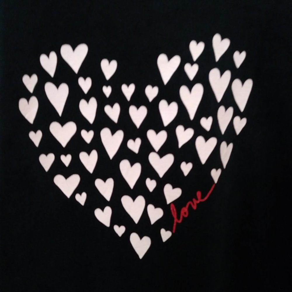 ED Love Comfortable Pink Heart Printed Velvet Black Pullover XL - Picture 12 of 14
